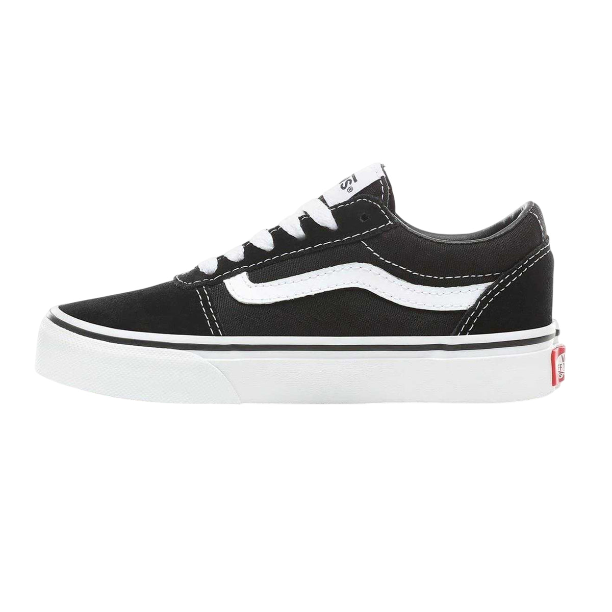 Black-White - Back - Vans Childrens-Kids Ward Canvas Trainers