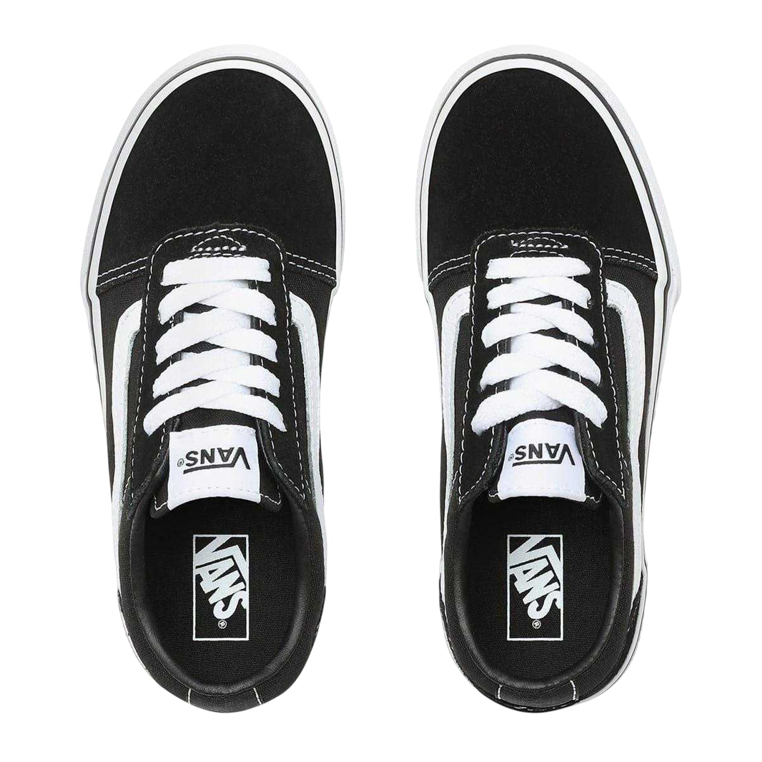Black-White - Side - Vans Childrens-Kids Ward Canvas Trainers