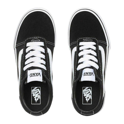 Black-White - Side - Vans Childrens-Kids Ward Canvas Trainers