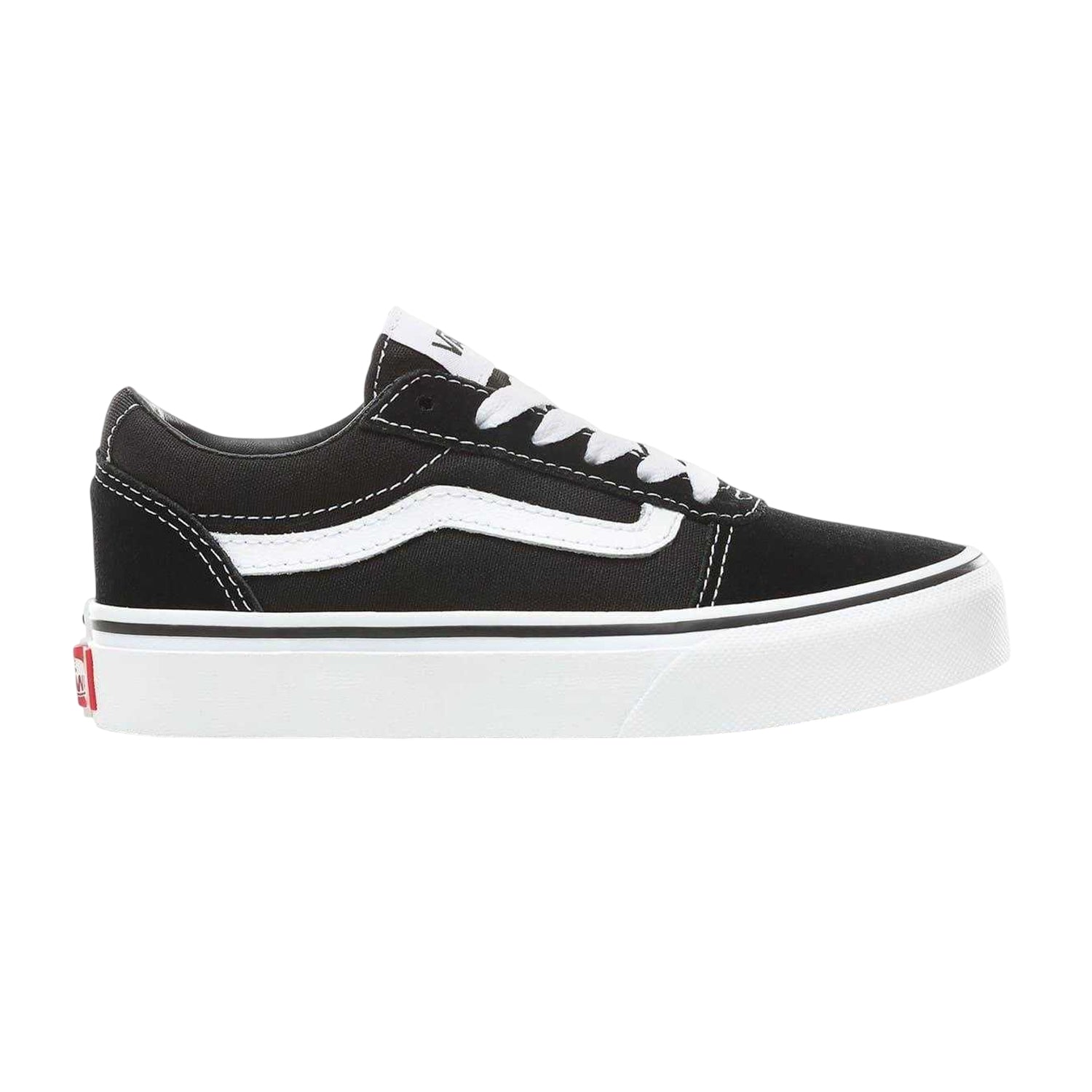 Black-White - Front - Vans Childrens-Kids Ward Canvas Trainers