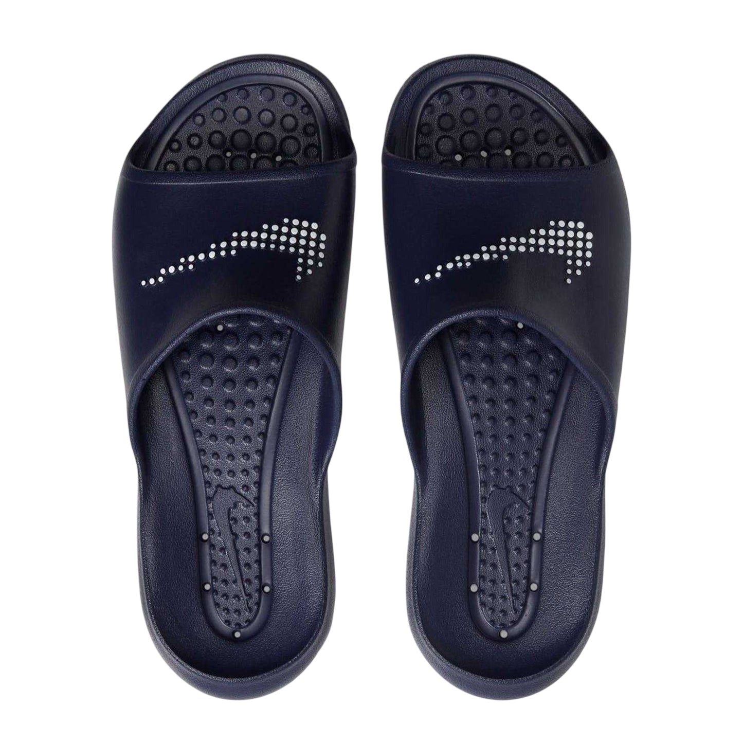 Navy-White - Side - Nike Mens Victori One Swoosh Sliders