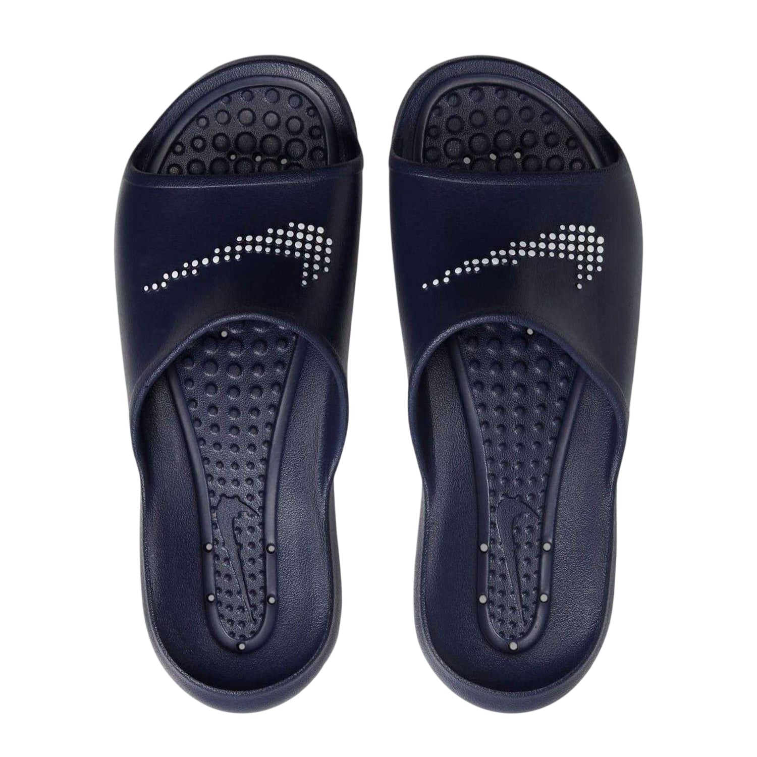 Navy-White - Side - Nike Mens Victori One Swoosh Sliders