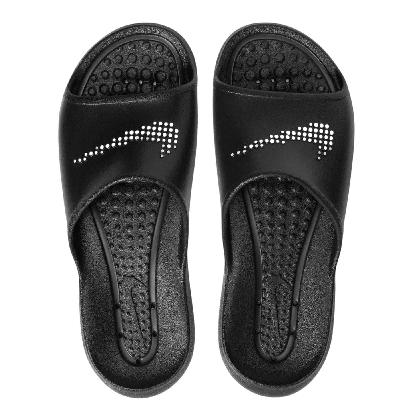 Black-White - Side - Nike Mens Victori One Swoosh Sliders