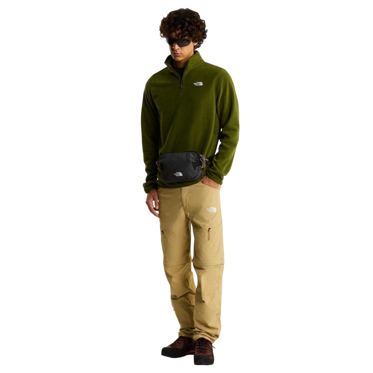 Woodland Green - Pack Shot - The North Face Mens Glacier Fleece Quarter Zip Sweatshirt