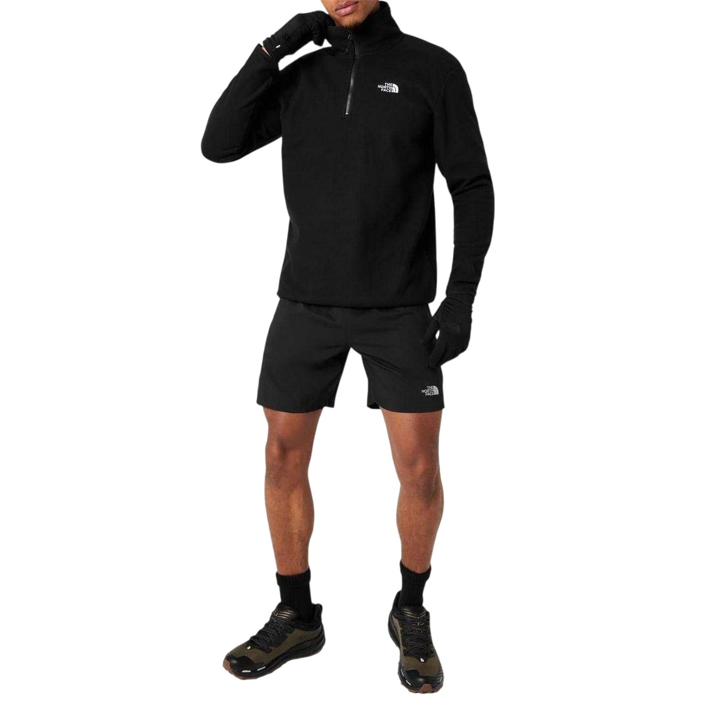 Black - Lifestyle - The North Face Mens Glacier Fleece Quarter Zip Sweatshirt