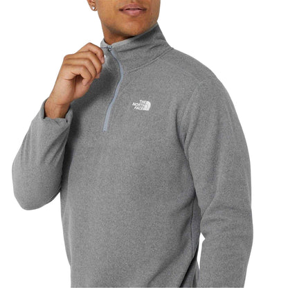 Mid Grey - Side - The North Face Mens Glacier Fleece Quarter Zip Sweatshirt