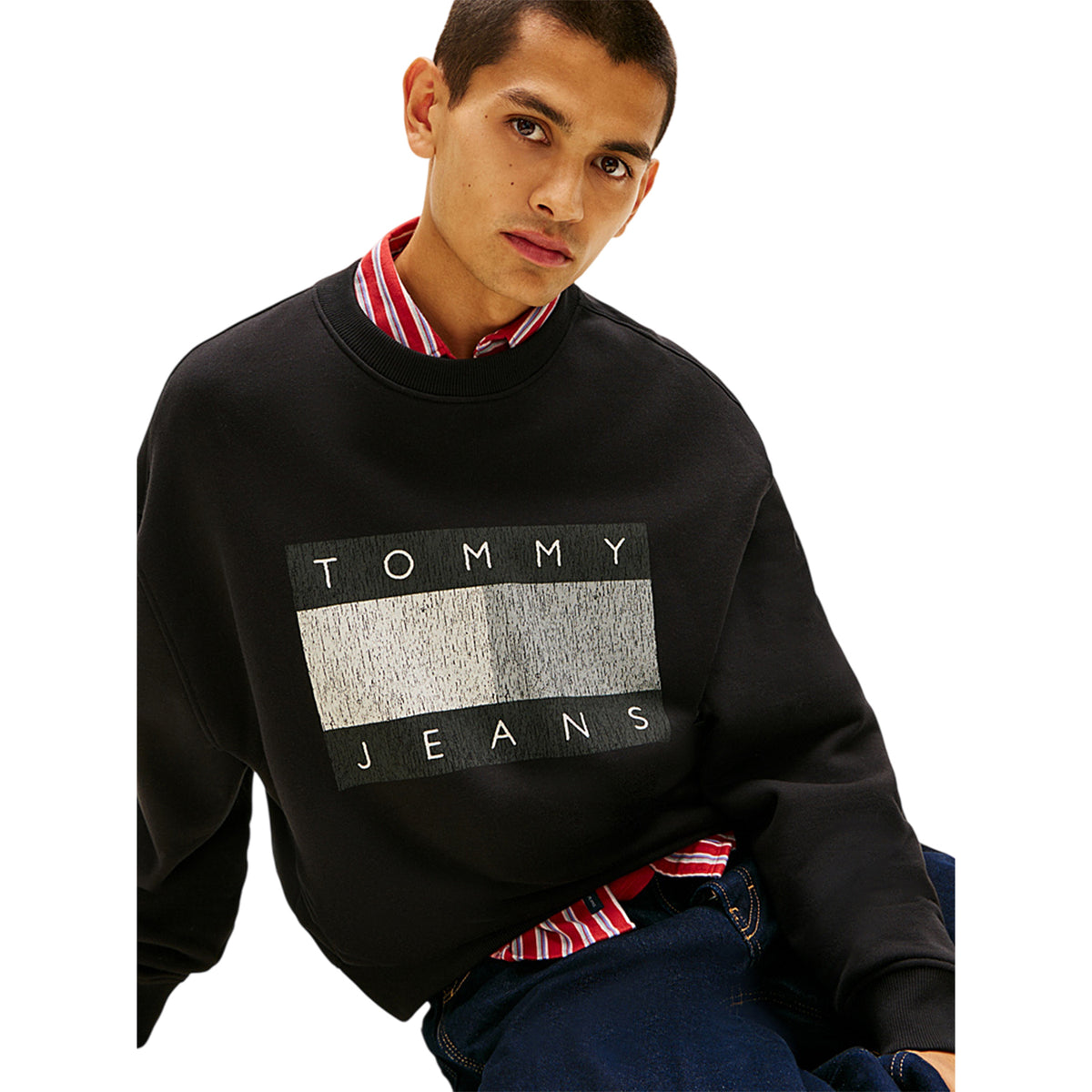 Black - Side - Tommy Jeans Mens Monochrome Sweatshirt