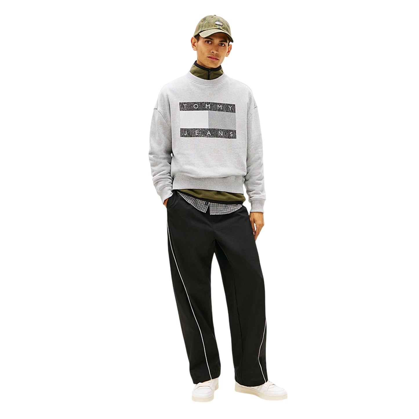 Grey Heather - Pack Shot - Tommy Jeans Mens Monochrome Sweatshirt