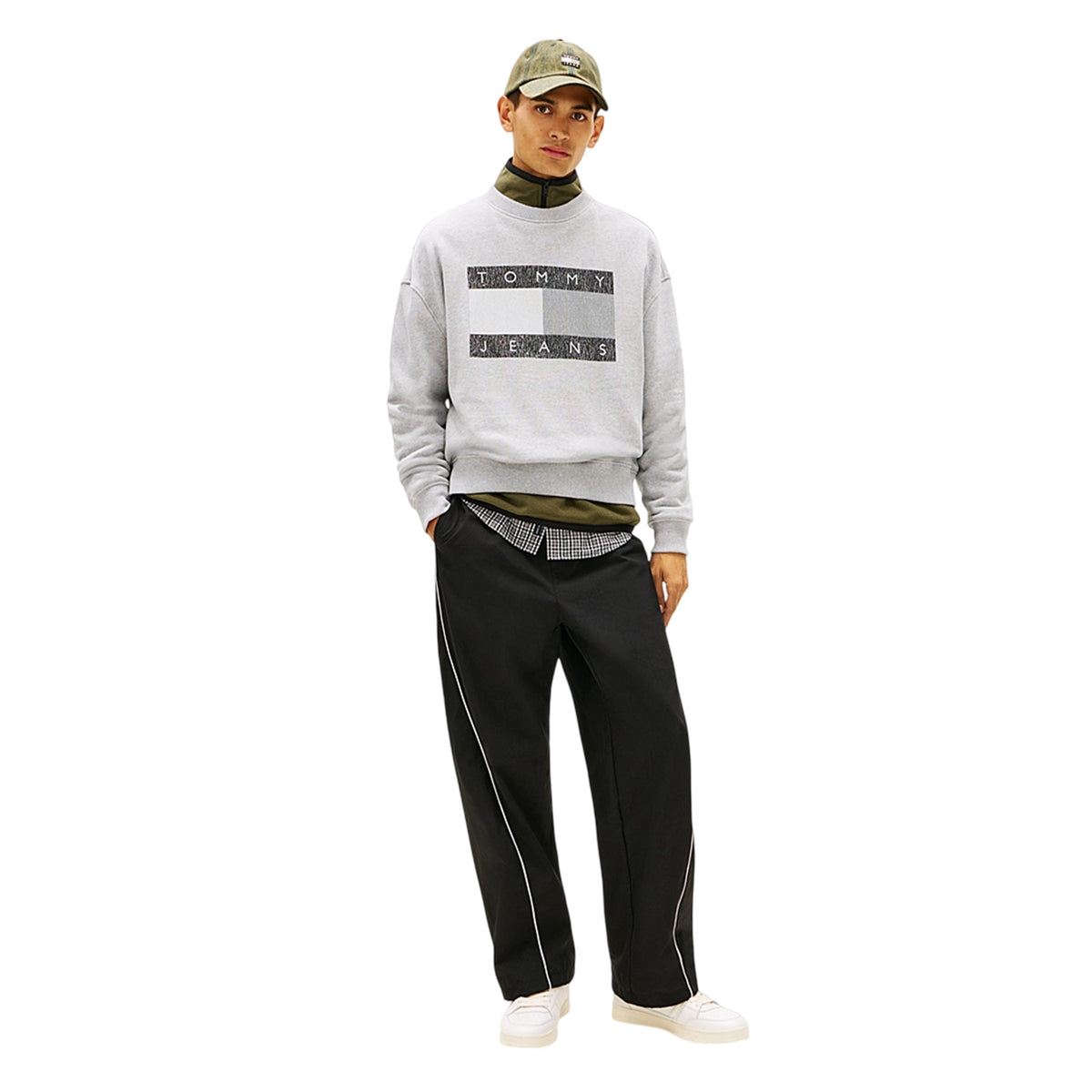 Grey Heather - Pack Shot - Tommy Jeans Mens Monochrome Sweatshirt