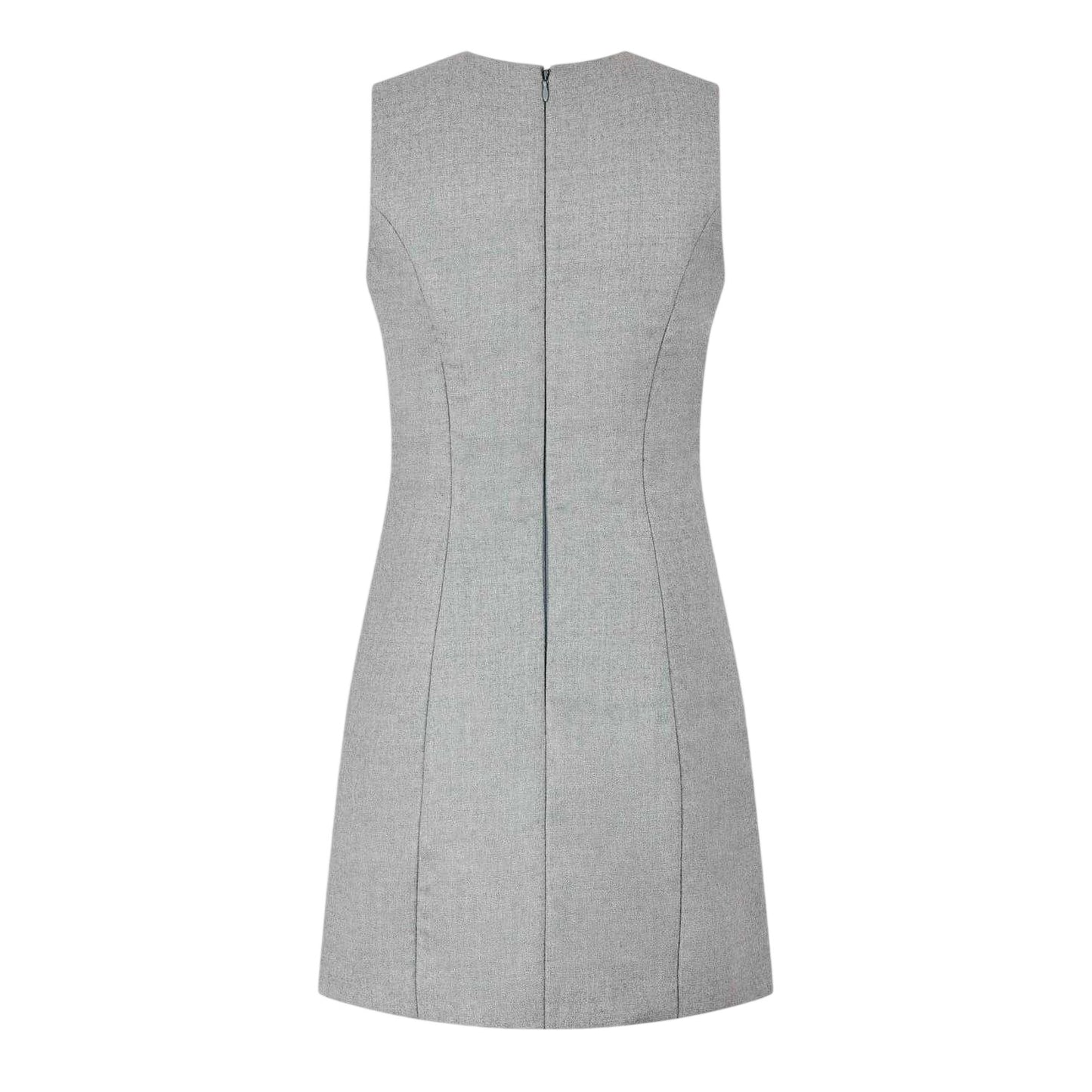 Grey - Back - Off White Womens-Ladies Sheath Wool Sleeveless Mini Dress