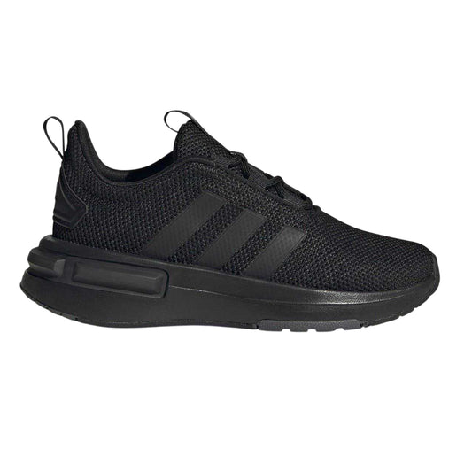 Triple Black - Front - Adidas Boys Racer TR21 3 Stripes Cloudfoam Trainers