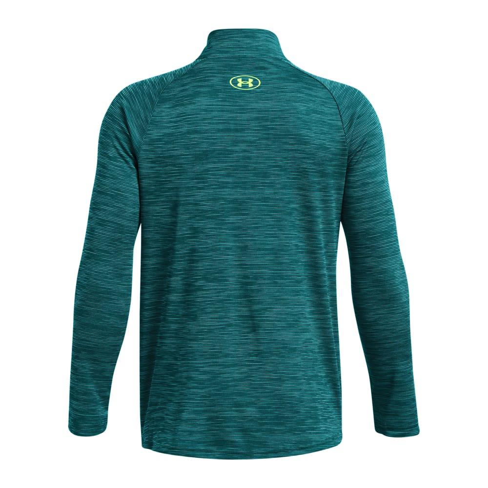 Blue - Back - Under Armour Boys Tech Textured Half Zip Top