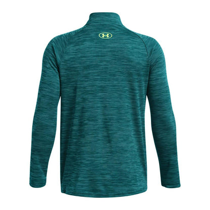 Blue - Back - Under Armour Boys Tech Textured Half Zip Top