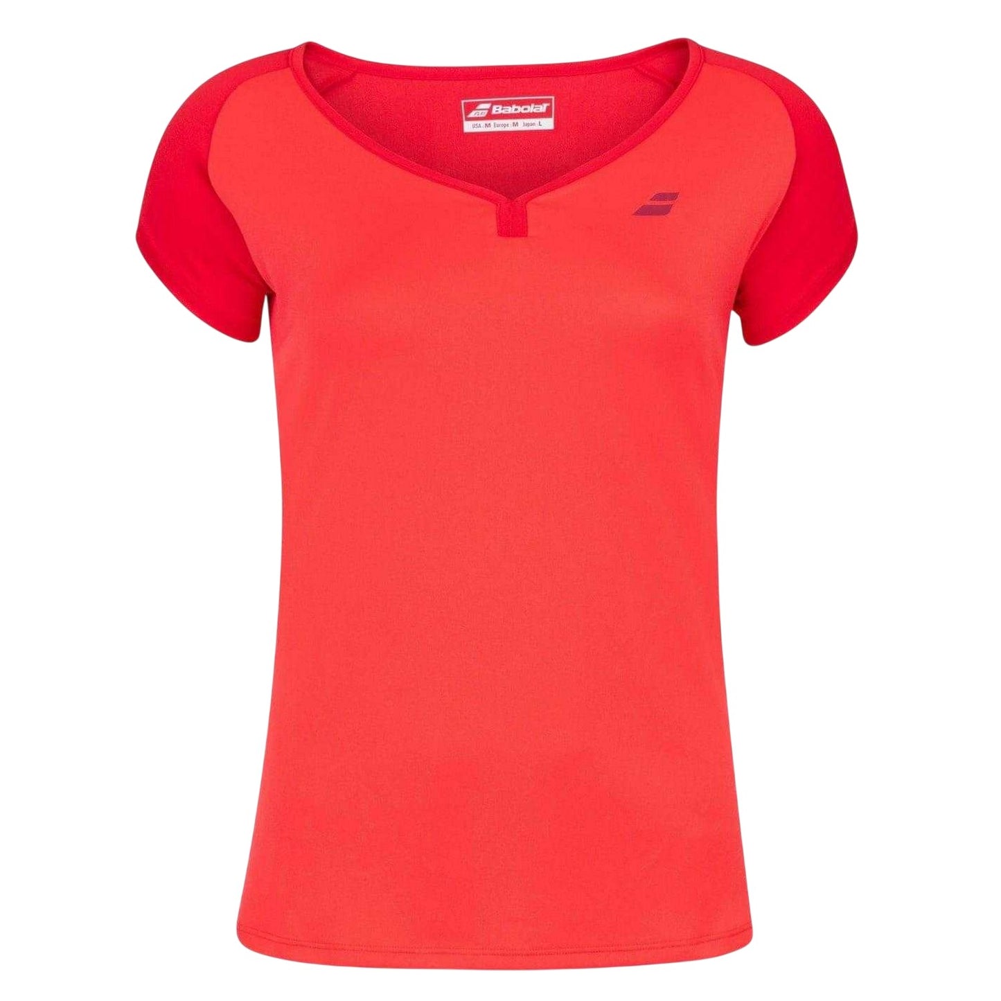 Tomato Red - Front - Babolat Girls Play Boat Neck Capped Sleeved T-Shirt