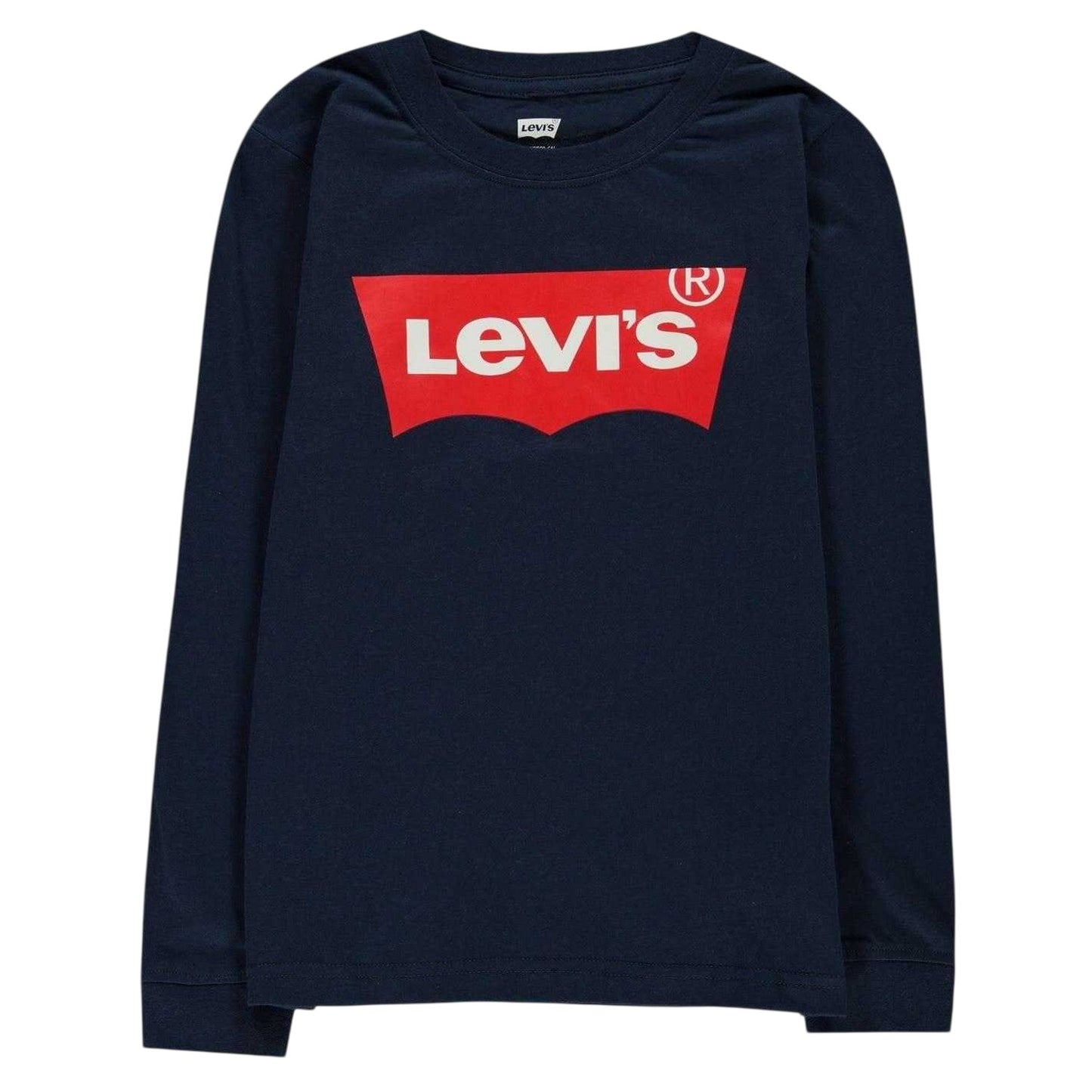 Navy - Front - Levis Boys Batwing Logo Long-Sleeved T-Shirt
