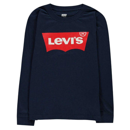 Navy - Front - Levis Boys Batwing Logo Long-Sleeved T-Shirt