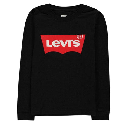 Black - Front - Levis Boys Batwing Logo Long-Sleeved T-Shirt