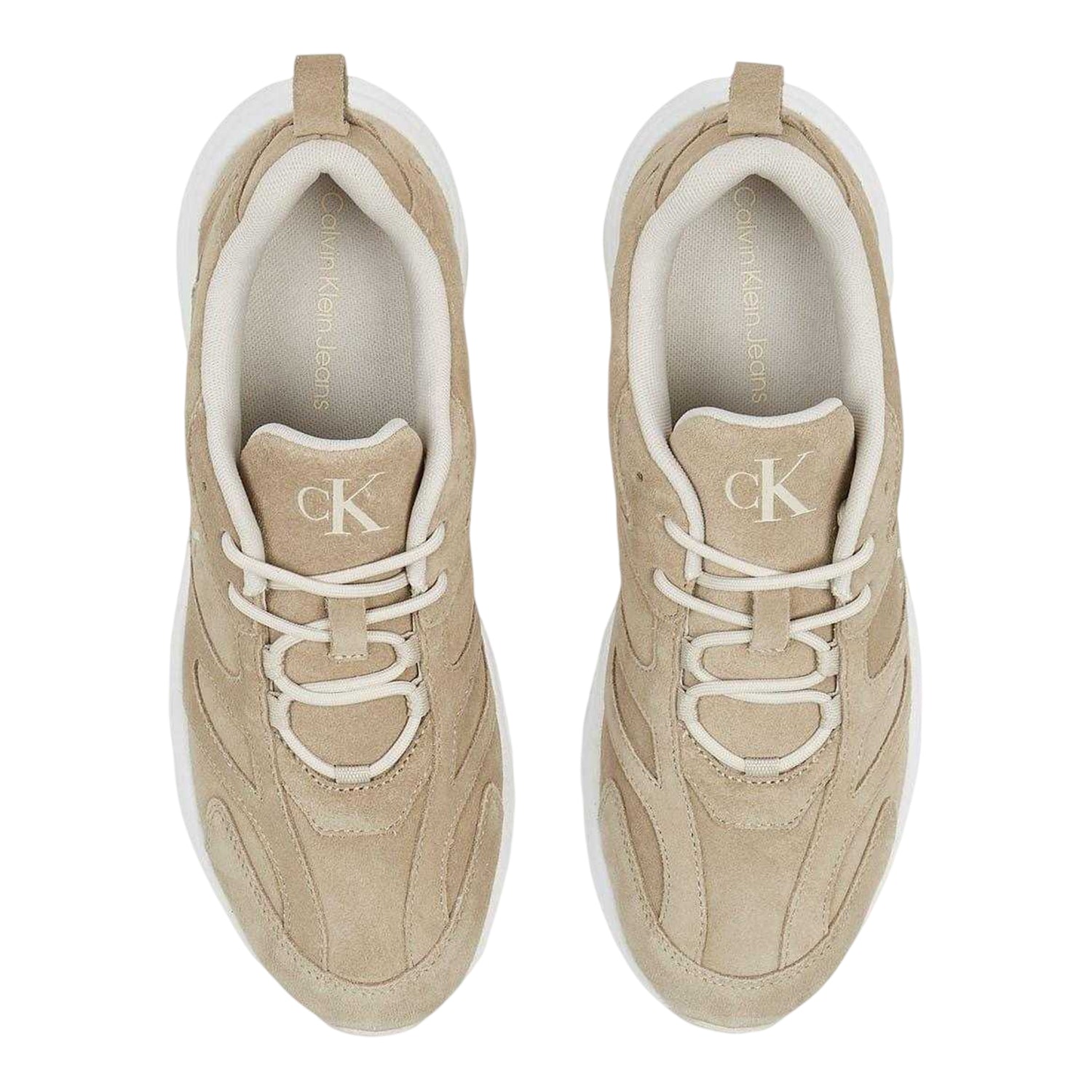 Beige-White - Lifestyle - Calvin Klein Mens Retro Suede Trainers