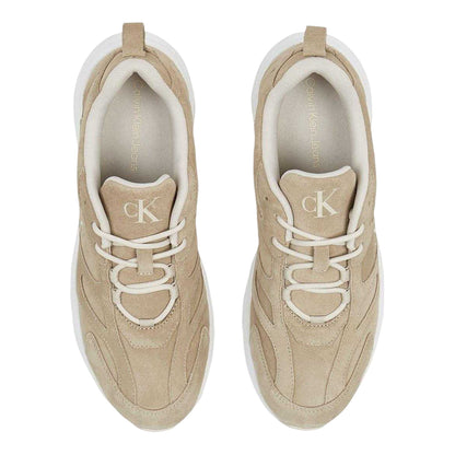 Beige-White - Lifestyle - Calvin Klein Mens Retro Suede Trainers