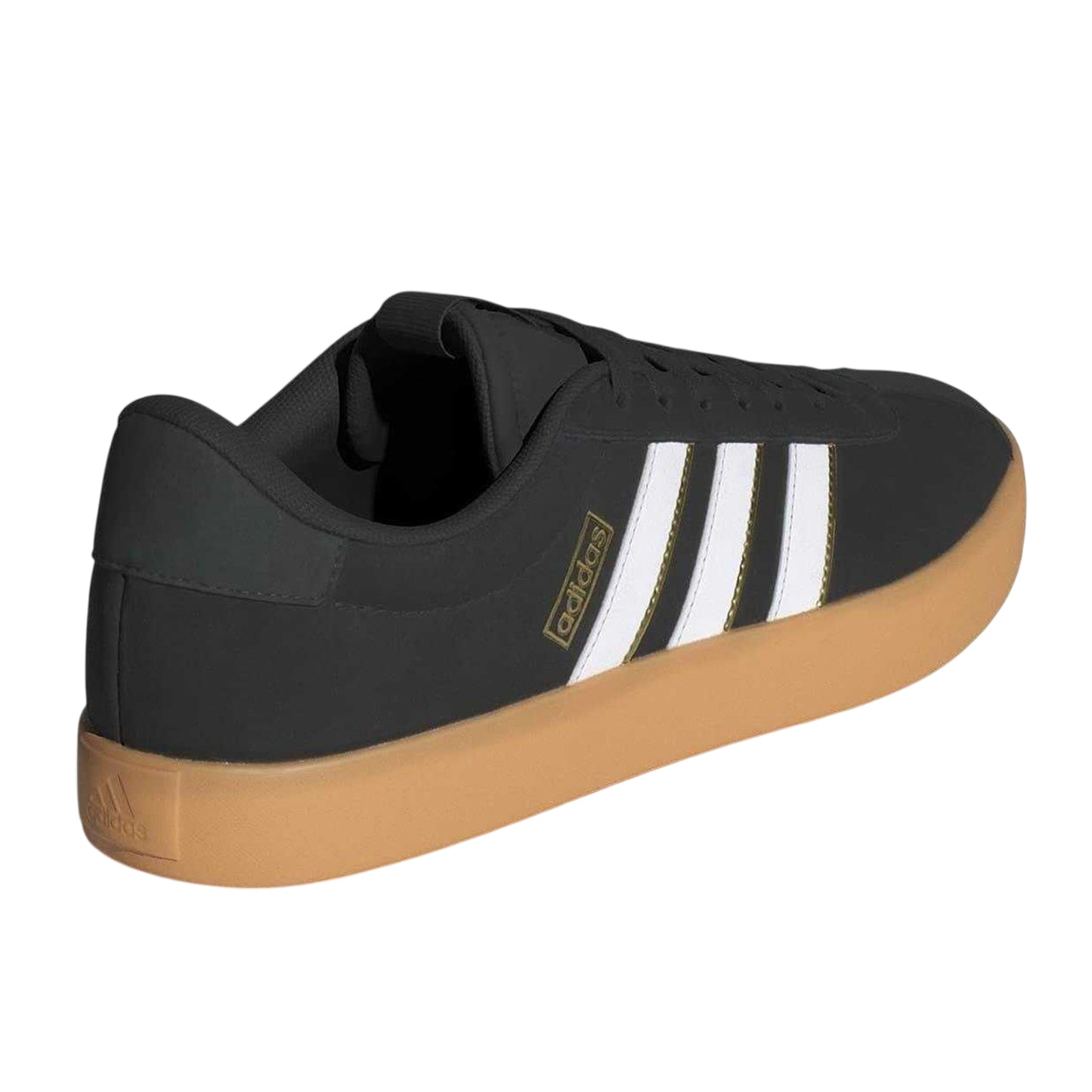 Black - Back - Adidas Mens VL Court 3.0 3 Stripes Flat Court Trainers