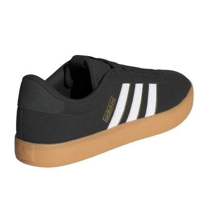 Black - Back - Adidas Mens VL Court 3.0 3 Stripes Flat Court Trainers