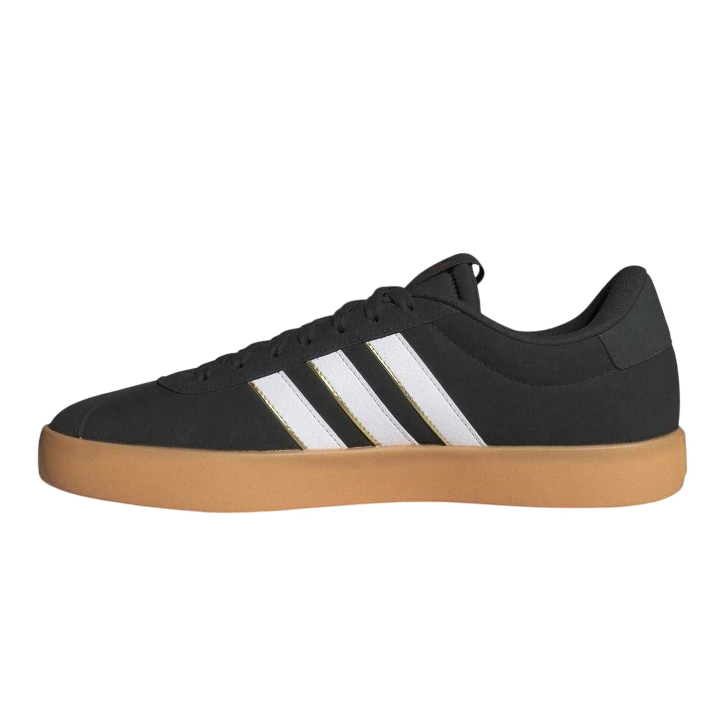 Black - Side - Adidas Mens VL Court 3.0 3 Stripes Flat Court Trainers