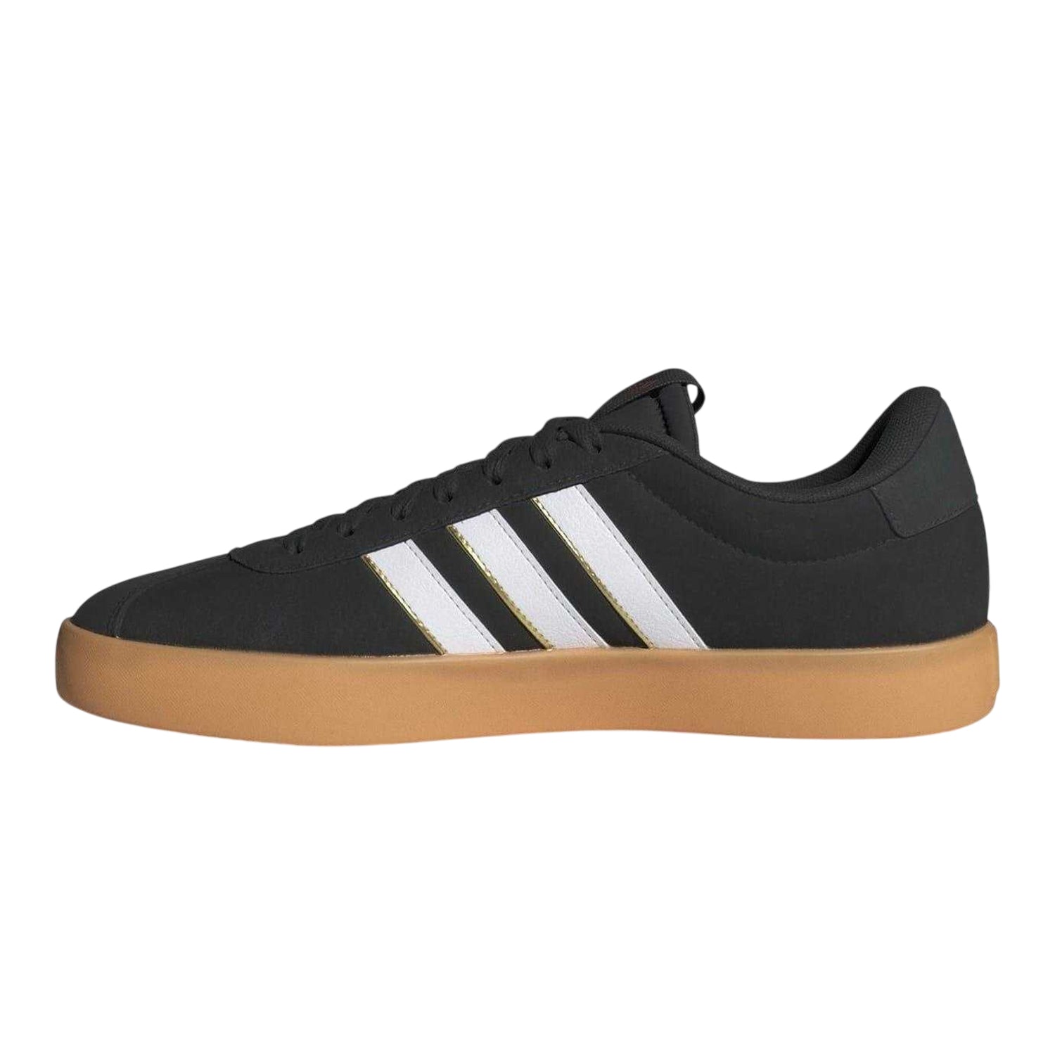 Black - Side - Adidas Mens VL Court 3.0 3 Stripes Flat Court Trainers