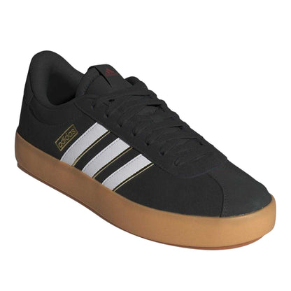 Black - Front - Adidas Mens VL Court 3.0 3 Stripes Flat Court Trainers