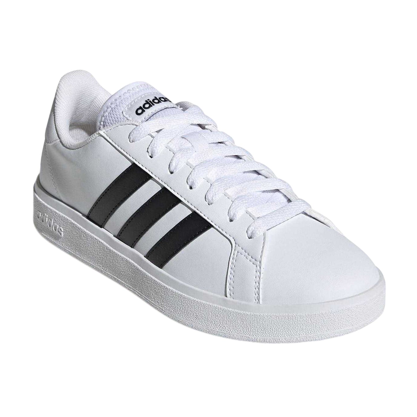 White-Black - Front - Adidas Womens-Ladies Grand Court Stripes Flat Trainers