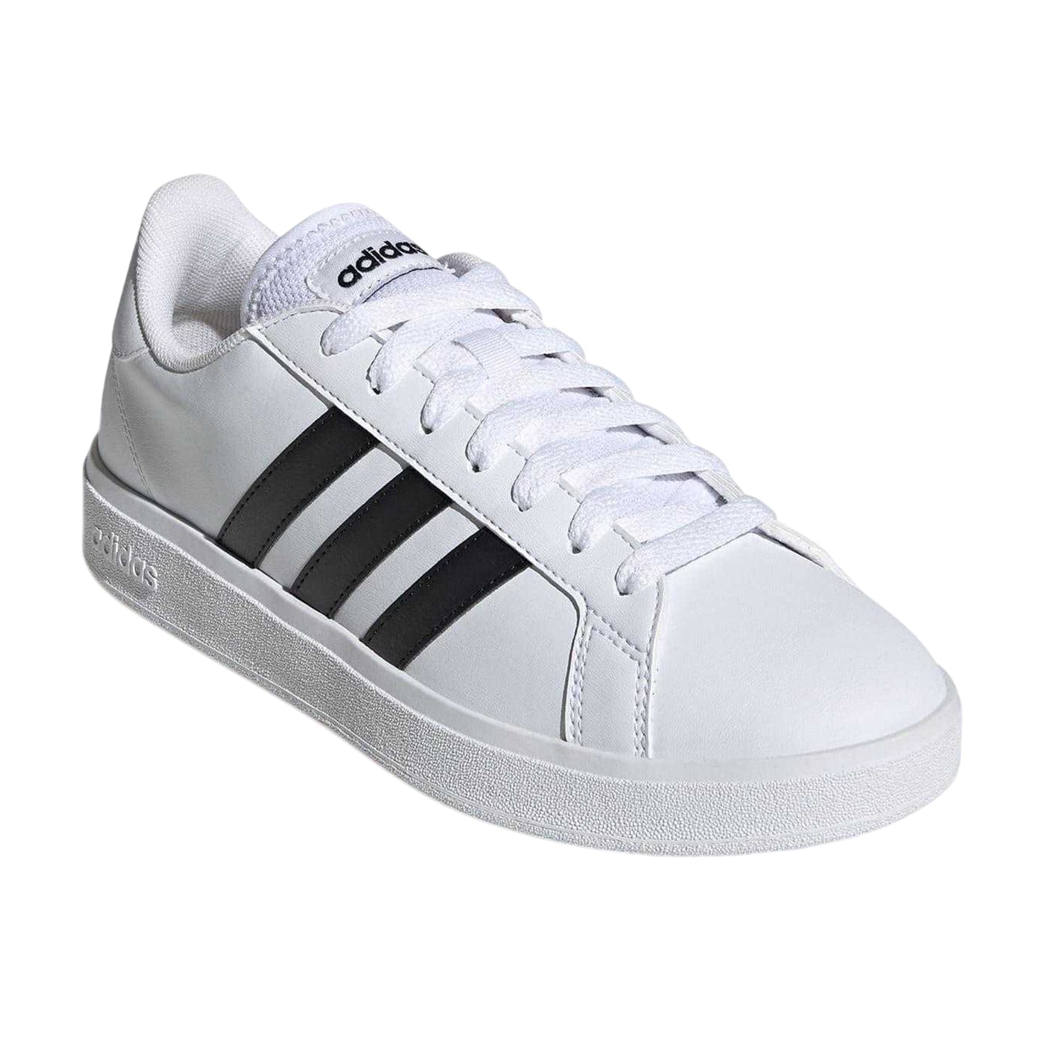 White-Black - Front - Adidas Womens-Ladies Grand Court Stripes Flat Trainers