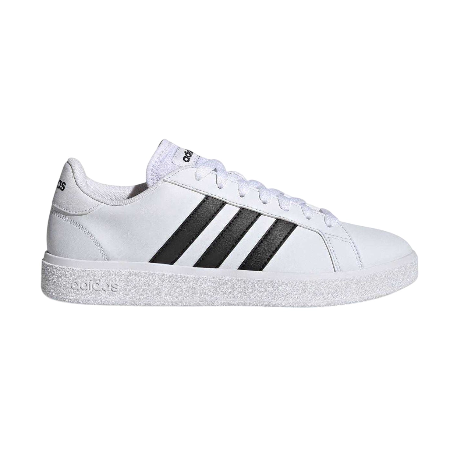 White-Black - Lifestyle - Adidas Womens-Ladies Grand Court Stripes Flat Trainers
