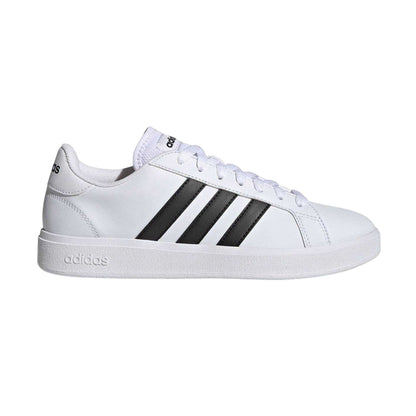 White-Black - Lifestyle - Adidas Womens-Ladies Grand Court Stripes Flat Trainers