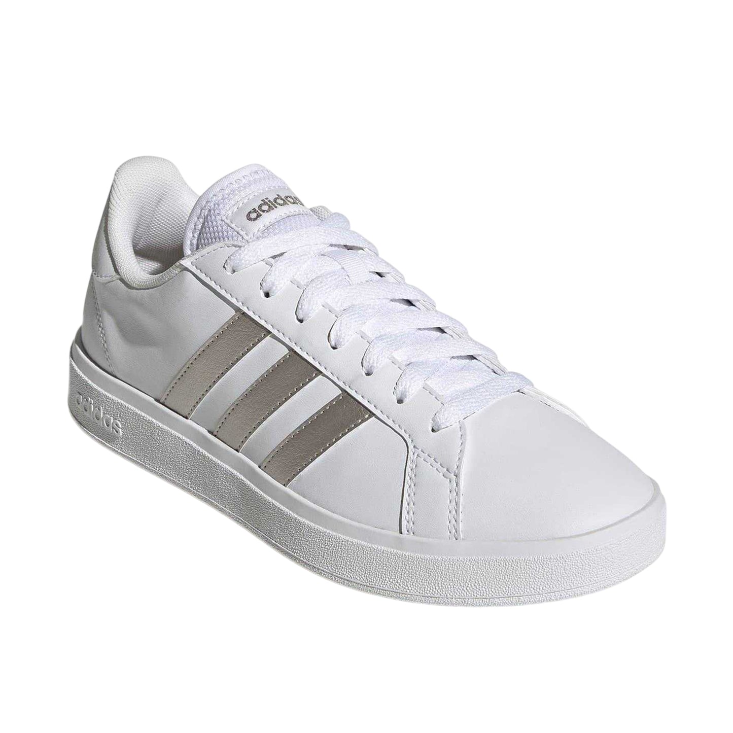 White - Front - Adidas Womens-Ladies Grand Court Stripes Flat Trainers