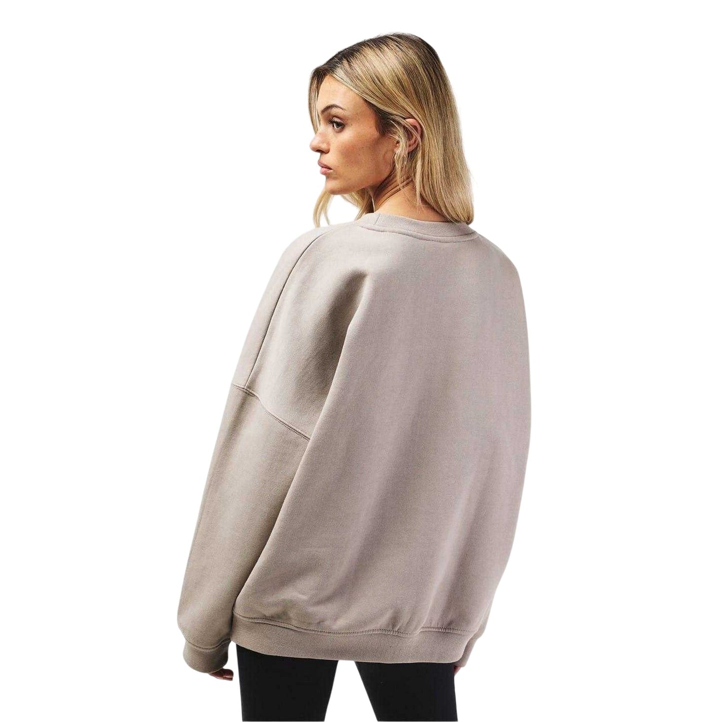 Taupe - Back - Jack Wills Womens-Ladies Drop Shoulder Oversized Casual Sweatshirt