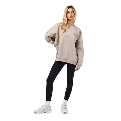 Taupe - Side - Jack Wills Womens-Ladies Drop Shoulder Oversized Casual Sweatshirt