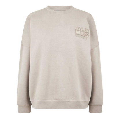Taupe - Front - Jack Wills Womens-Ladies Drop Shoulder Oversized Casual Sweatshirt