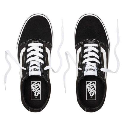 Black-White - Side - Vans Womens-Ladies Ward Canvas Trainers