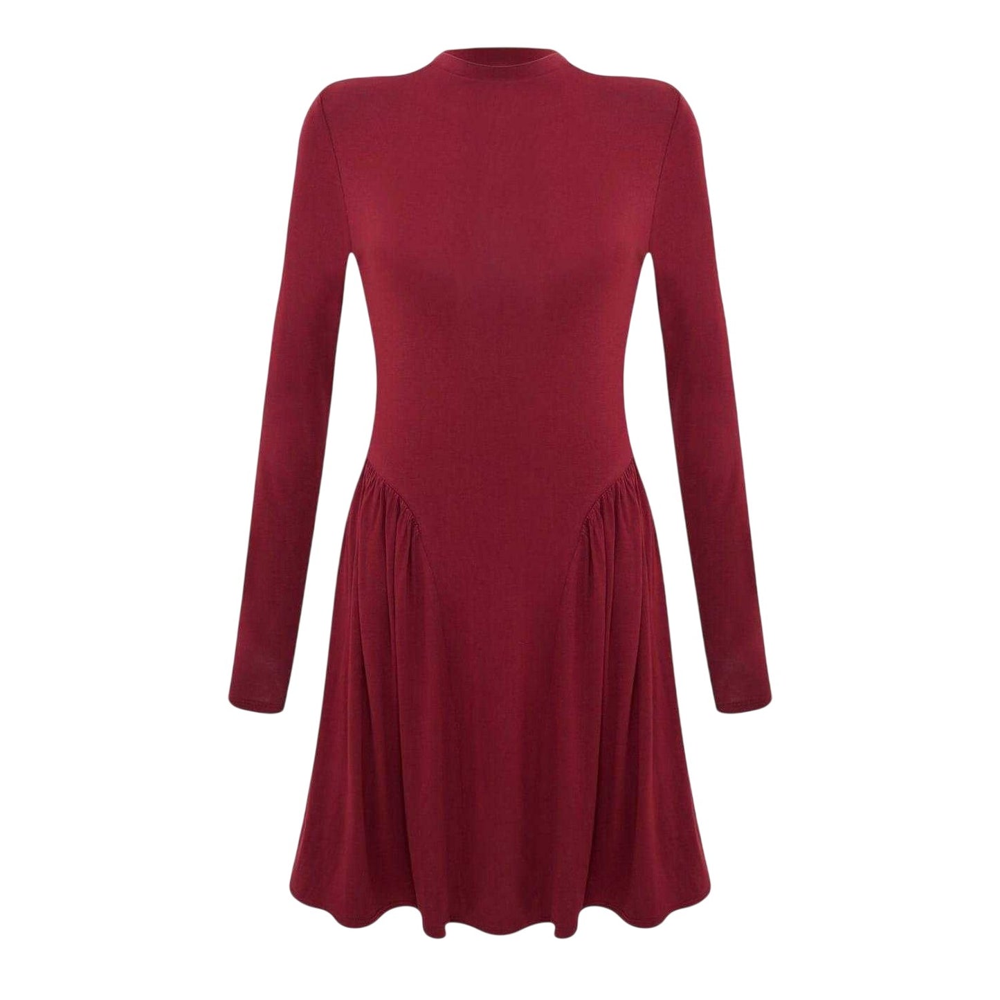 Burgundy - Front - I Saw It First Womens-Ladies Viscose Drop Waist Mini Dress