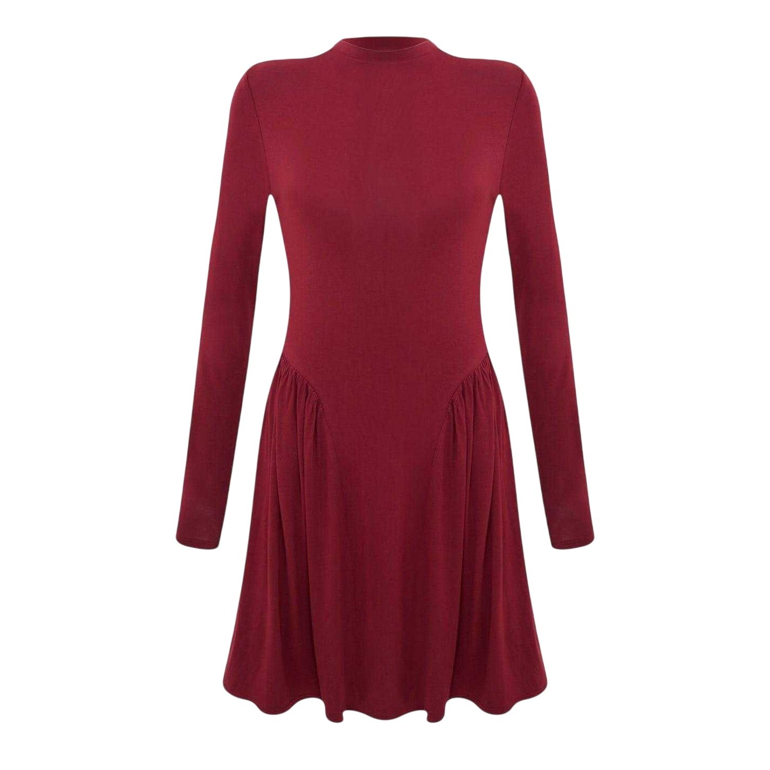 Burgundy - Front - I Saw It First Womens-Ladies Viscose Drop Waist Mini Dress