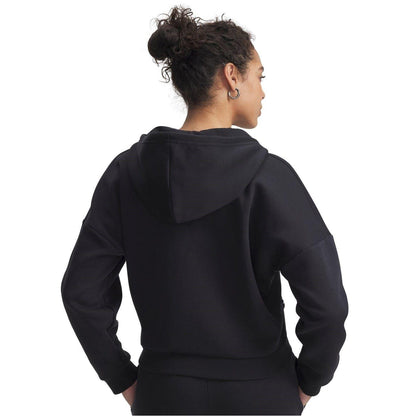Black - Back - Under Armour Womens-Ladies Rival Hooded Relaxed Fit Sweatshirt