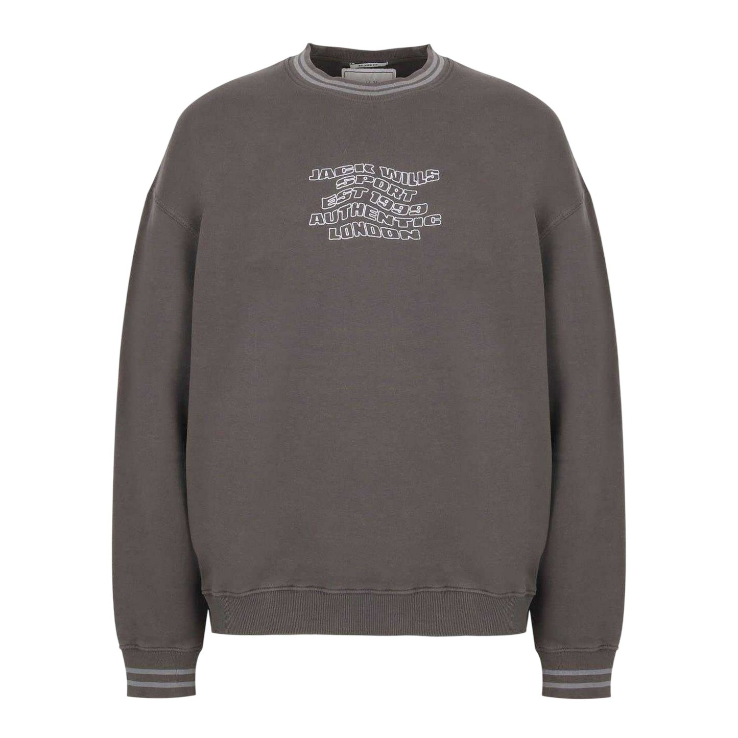 Slate - Front - Jack Wills Mens Graphic Print Drop Shoulder Relaxed Fit Sweatshirt