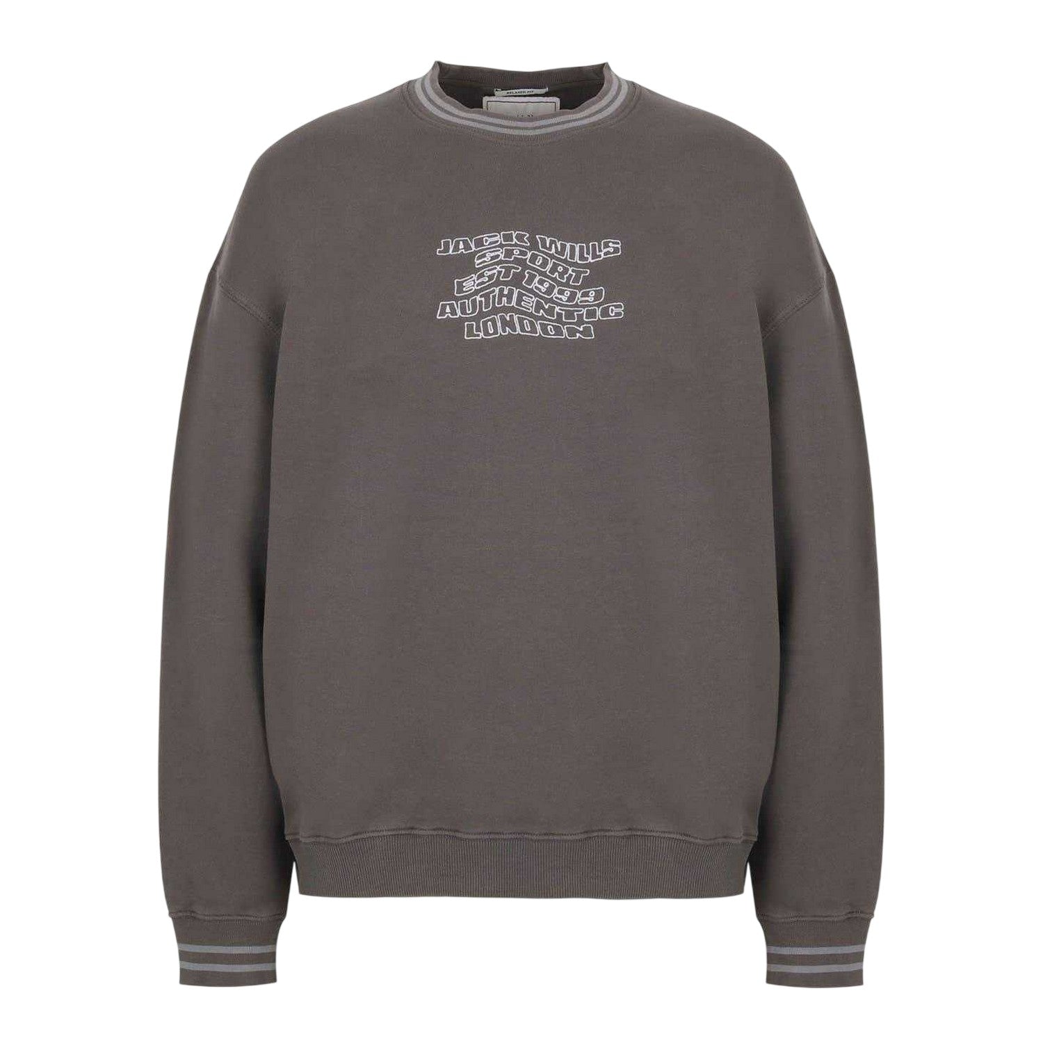 Slate - Front - Jack Wills Mens Graphic Print Drop Shoulder Relaxed Fit Sweatshirt