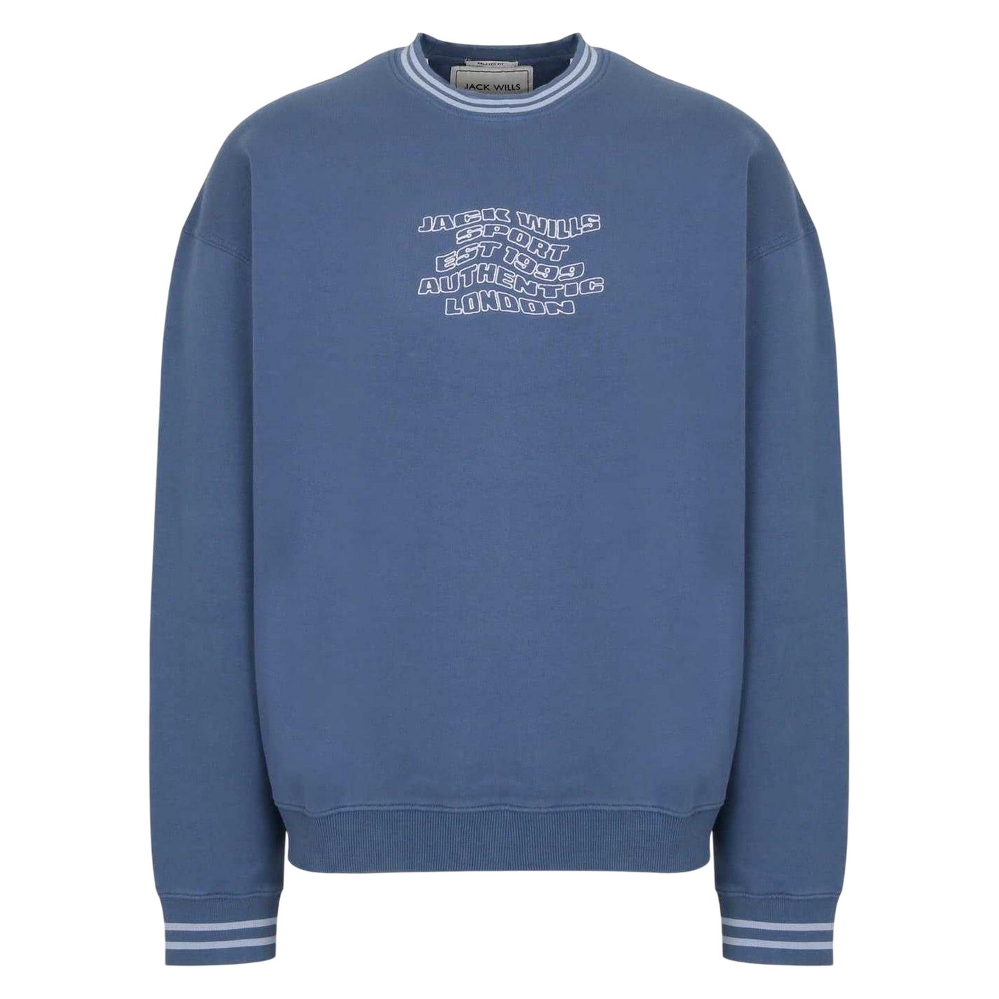 Steel Blue - Front - Jack Wills Mens Graphic Print Drop Shoulder Relaxed Fit Sweatshirt