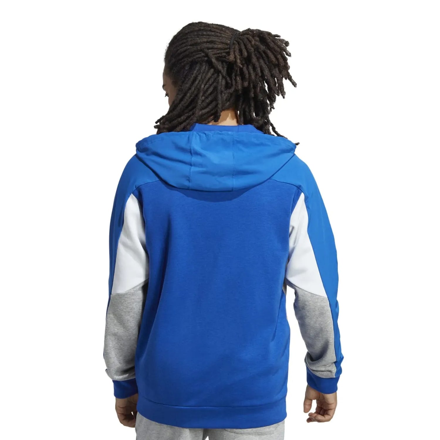 Royal Blue - Back - Adidas Mens Essentials Colour Block Full Zip Hoodie