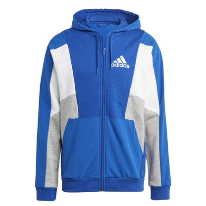 Royal Blue - Front - Adidas Mens Essentials Colour Block Full Zip Hoodie