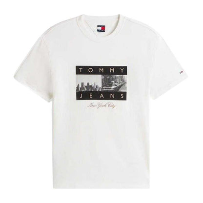 Ecru - Front - Tommy Jeans Unisex Adult Cotton Regular T-Shirt