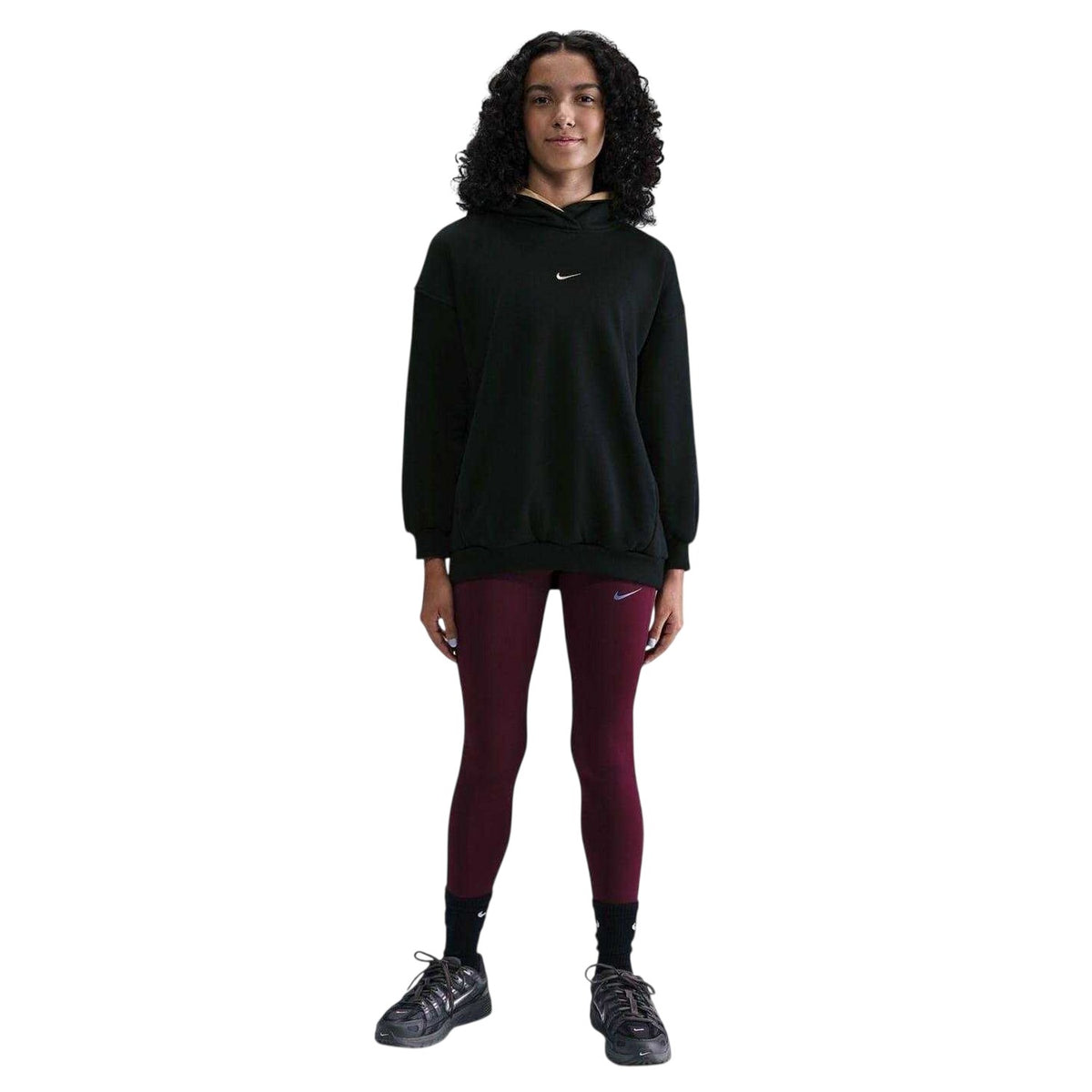 Black-Gold - Side - Nike Childrens-Kids Swoosh Oversized Hoodie