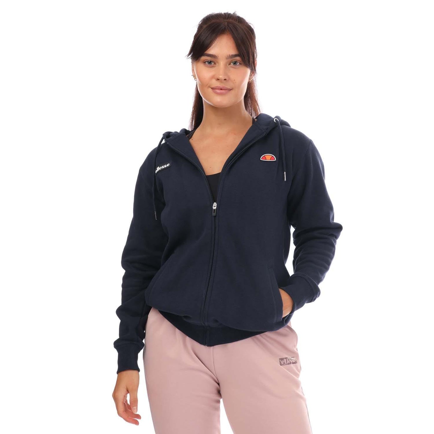 Navy - Front - Ellesse Womens-Ladies Henicea Full Zip Hoodie
