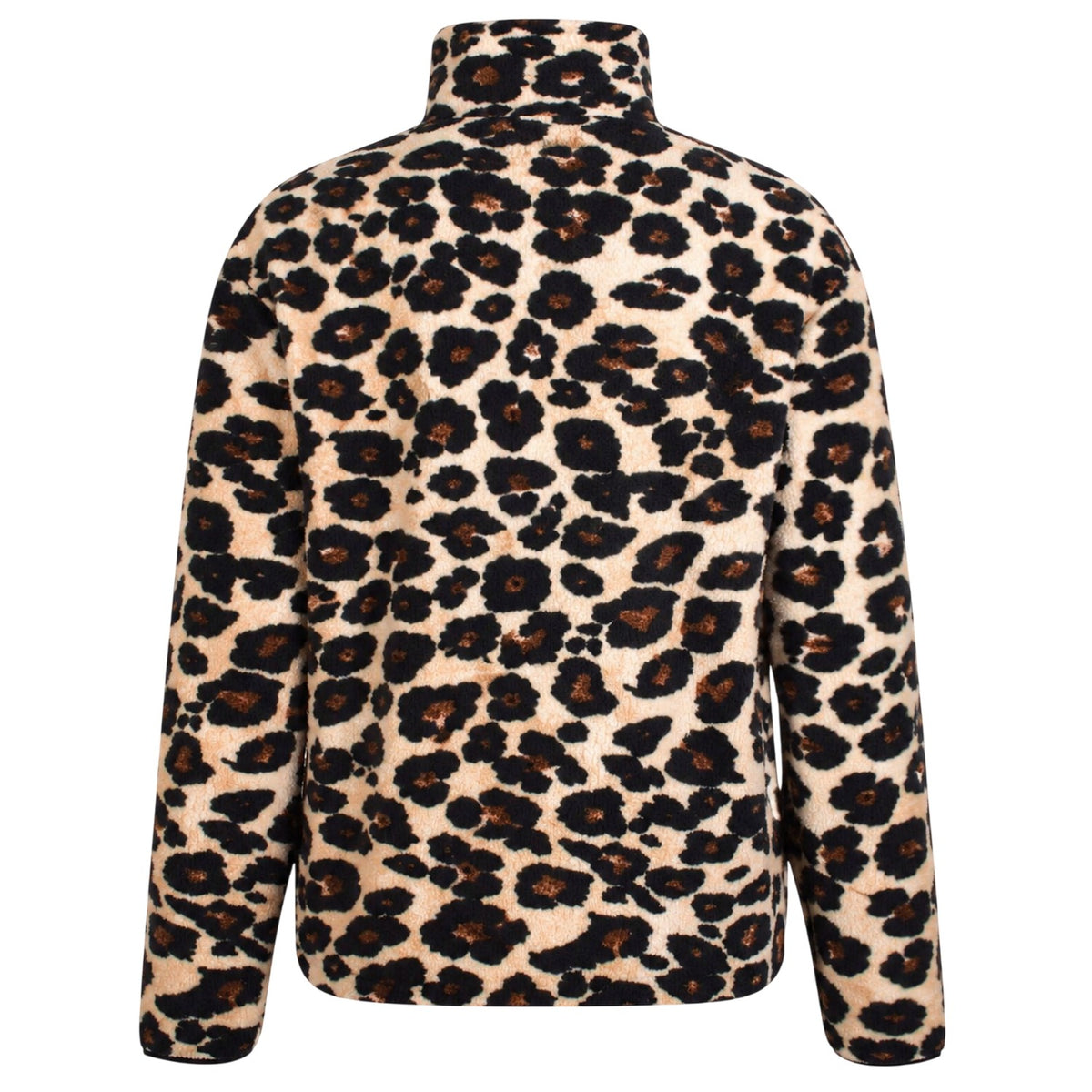 Brown-Black - Back - SoulCal Unisex Adult Leopard Print Borg Quarter Zip Fleece Top