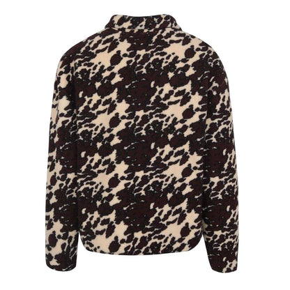 Cream-Black - Back - SoulCal Unisex Adult Leopard Print Borg Quarter Zip Fleece Top